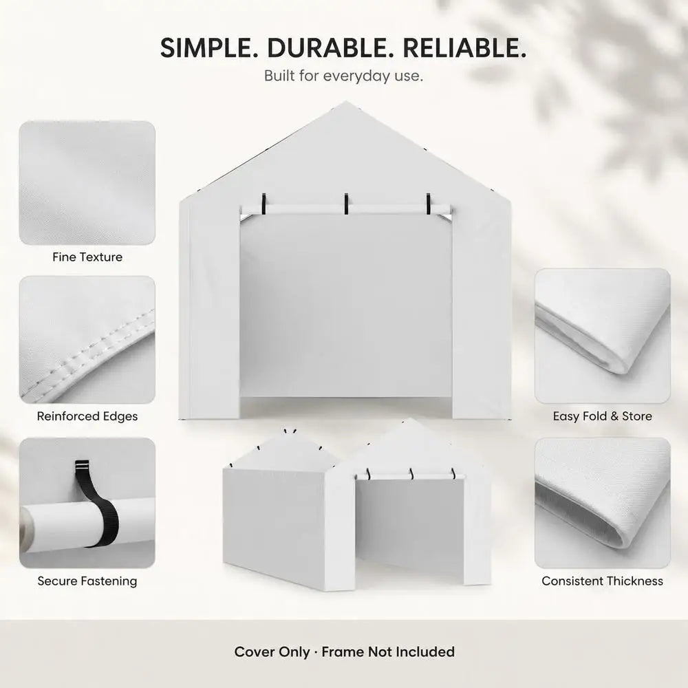Carport Garage Tent 3 X 6 m, Tent Garage, Waterproof and UV-Protected, Car Shed, Easy Installation with Tension Straps, White (Top and Frame Not Included)