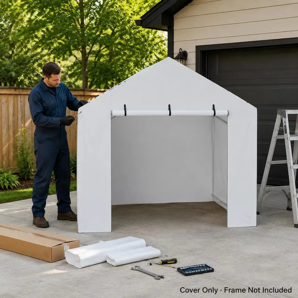 Carport Garage Tent 3 X 6 m, Tent Garage, Waterproof and UV-Protected, Car Shed, Easy Installation with Tension Straps, White (Top and Frame Not Included)