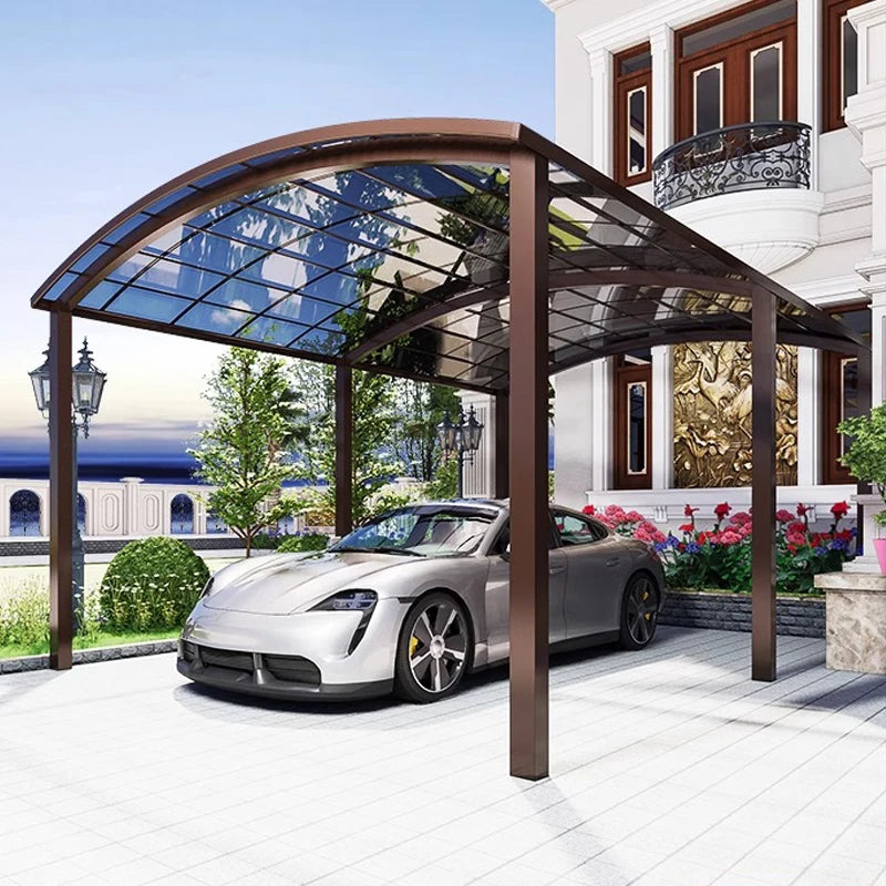 Sturdy Aluminum Alloy Carport Polycarbonate Panels Arched Roof Garages Modern Outdoor Canopy Sunshade Carports Car Port Frame