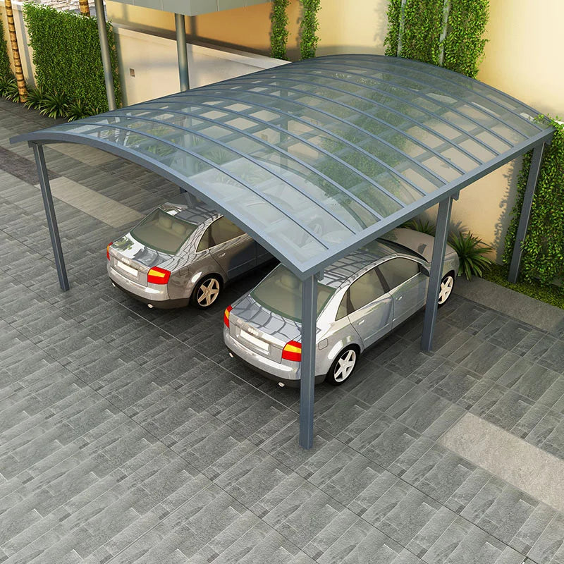 Sturdy Aluminum Alloy Carport Polycarbonate Panels Arched Roof Garages Modern Outdoor Canopy Sunshade Carports Car Port Frame