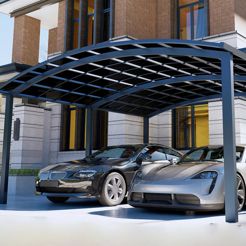 Sturdy Aluminum Alloy Carport Polycarbonate Panels Arched Roof Garages Modern Outdoor Canopy Sunshade Carports Car Port Frame
