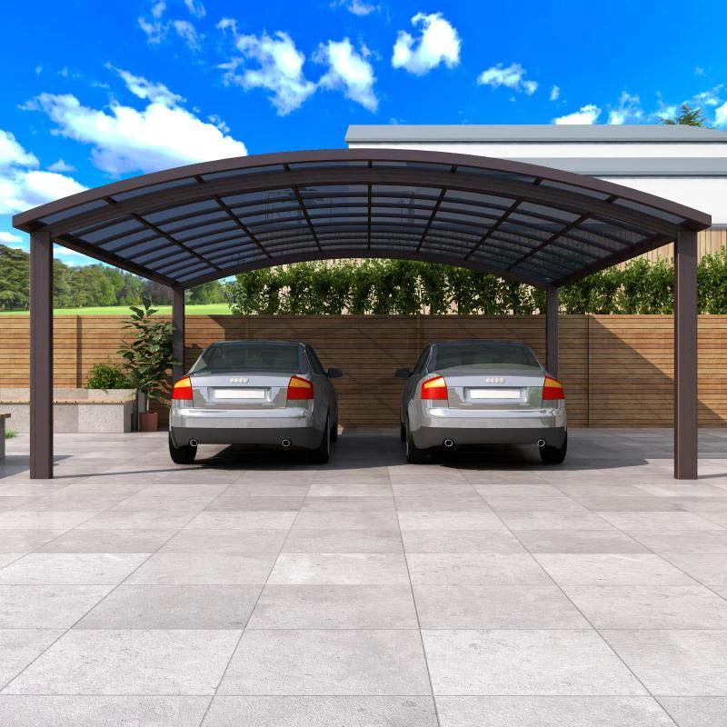 Sturdy Aluminum Alloy Carport Polycarbonate Panels Arched Roof Garages Modern Outdoor Canopy Sunshade Carports Car Port Frame