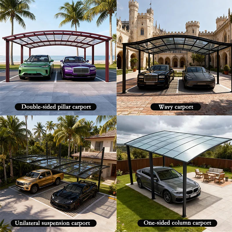 Ruggedized Premium Aluminum Alloy Outdoor Waterproof Impact Resistant Car Carport For Country House Auto Garage Canopy For Car