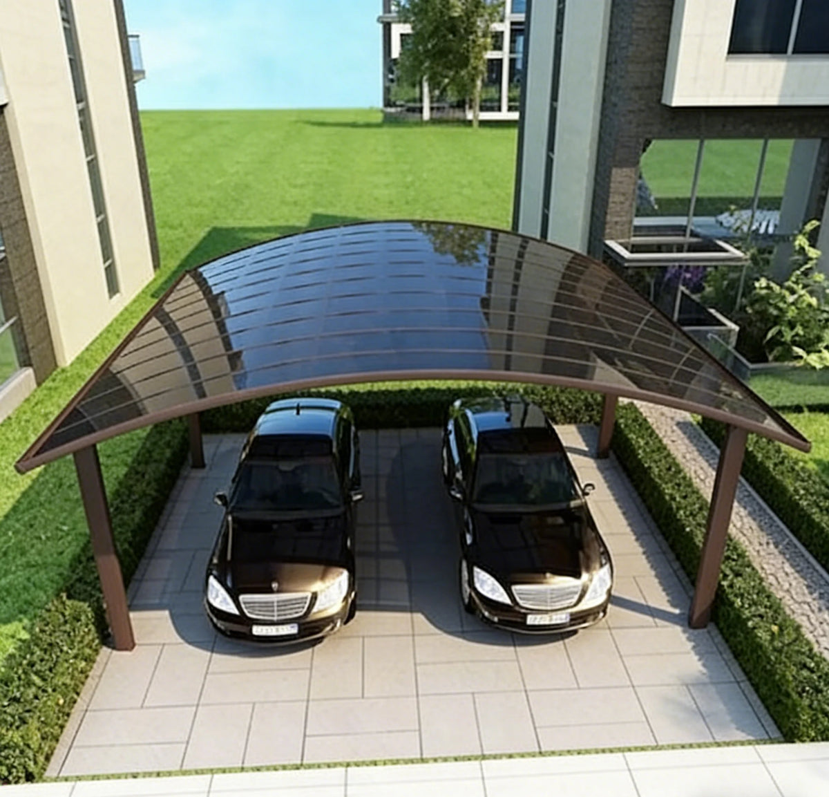 Sturdy Aluminum Alloy Carport Polycarbonate Panels Arched Roof Garages Modern Outdoor Canopy Sunshade Carports Car Port Frame