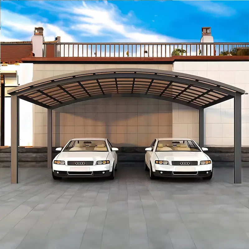 Abri de voiture de style simple, installation indépendante en extérieur, carport de haute qualité, montage facile, structure en aluminium, abri de stationnement en acrylique